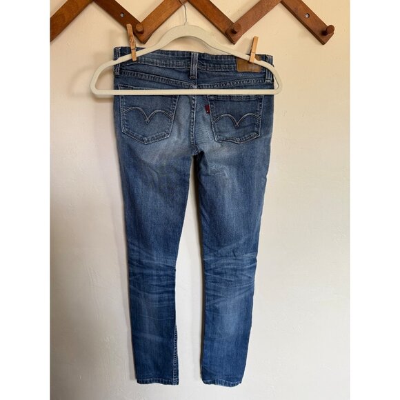 Levis Jeans Womens 28/32 Blue demi curve low rise skinny Denim distressed City - Picture 9 of 13